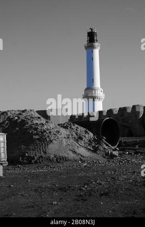 Aberdeen Lighthouse, Black and White/Colour Blend Stock Photo
