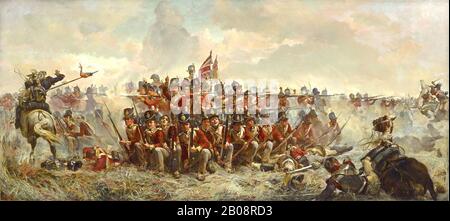 BATTLE OF WATERLOO The 28th Regiment at Quatre Bras painted in 1875 by Elizabeth Thompson, Lady Butler Stock Photo