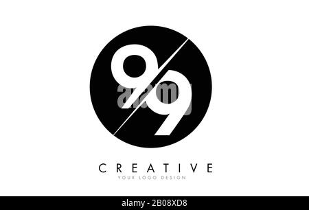 99 9 Number Logo Design with a Creative Cut and Black Circle Background. Creative logo design. Stock Vector