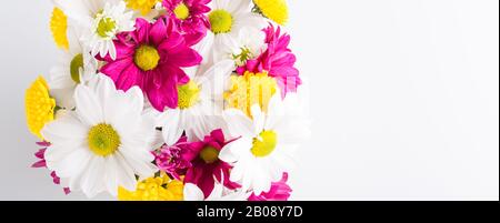 Spring bouquet of chrysanthemum flowers, floral background, Women's Day Stock Photo