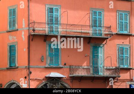 Italian Architecture and vibrant painting on buildings in Pisa, Italy Stock Photo