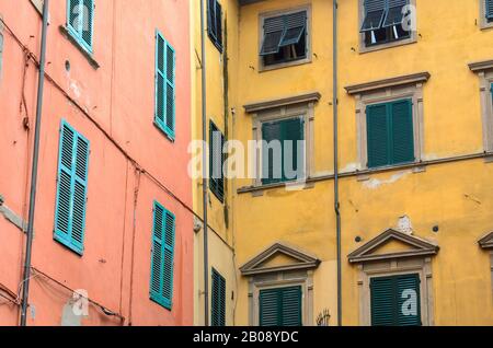 Italian Architecture and vibrant painting on buildings in Pisa, Italy Stock Photo
