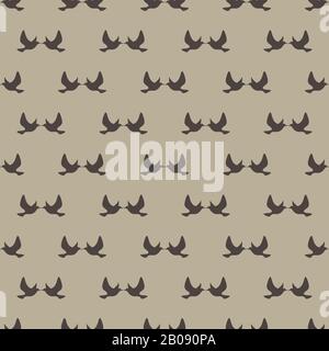 Flying silhouette of little kissing birds seamless pattern Stock Vector