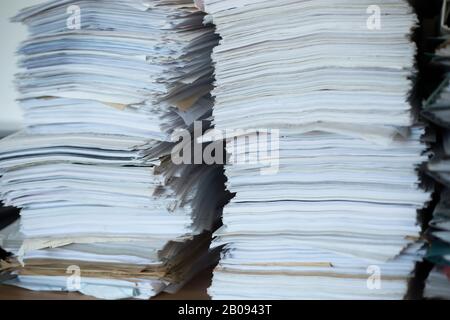 Stack of reporting paper documents. Stock Photo