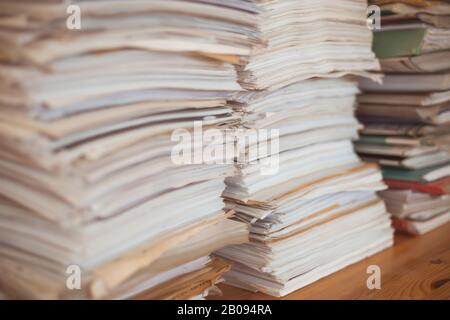 Stack of reporting paper documents. Stock Photo
