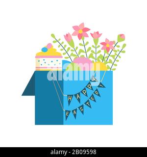 Easter eggs gift boxe vector icon Stock Vector
