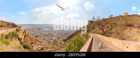 Nahargarh Fort and view on Jaipur, aerial panorama, India Stock Photo