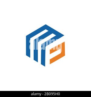 Initial letter mf or fm logo design template Stock Vector