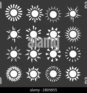 Suns weather vector icons set. Forecast sunny web sign illustration Stock Vector