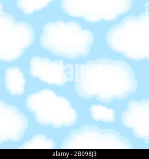 Cloud seamless pattern on light blue background. Vector illustration cute clouds for print wallpaper Stock Vector