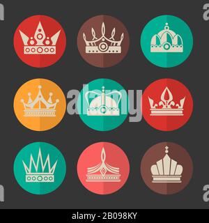 Vector royal crowns icons set. Collection of crown design illustration Stock Vector