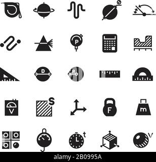 Measuring of dimension, weight, rialto, quantity, height, length vector icons. Measurement area and time illustration Stock Vector