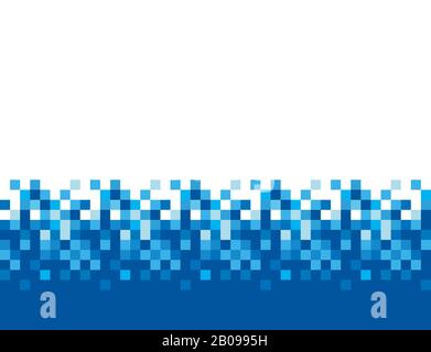 Pixel square tiles, mosaic vector abstract background. Pixel blue pattern, illustration of square pixel Stock Vector
