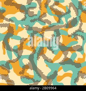 Abstract camouflage geometric fashion vector seamless pattern. Camouflage textile for army, illustration of pattern camouflage with dots Stock Vector