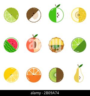 Fruits diversely oriented seamless vector pattern on white background Stock Vector