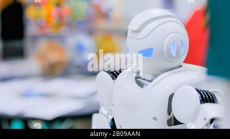 Portrait of humanoid futuristic robot Stock Photo