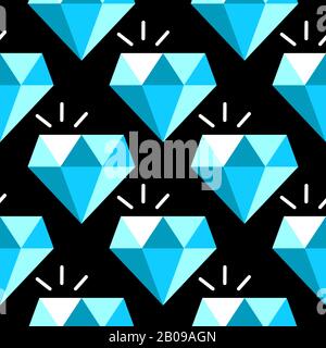 Vector blue diamonds seamless pattern. Background with gem stone illustration Stock Vector