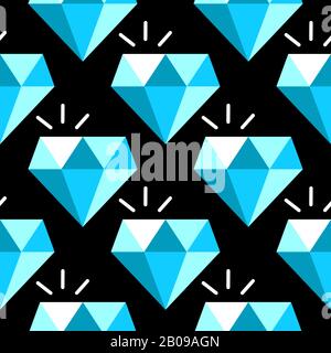 Vector blue diamonds seamless pattern. Background with gem stone illustration Stock Vector