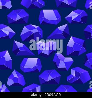 Dark blue vector crystals seamless pattern. Background wallpaper illustration with stone Stock Vector