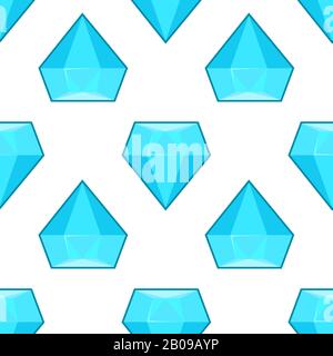 Vector blue diamonds seamless pattern. Background with geometric stone illustration Stock Vector