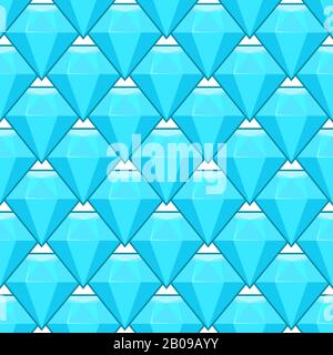 Vector blue diamonds seamless pattern. Geometric abstract gem stone illustration Stock Vector