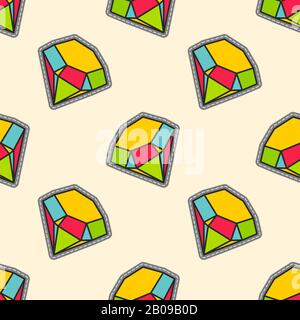 Colorful diamonds patch seamless pattern. Background with color diamond illustration Stock Vector