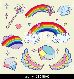 Vector magic items. Jewelry element diamond or crystal illustration color Stock Vector
