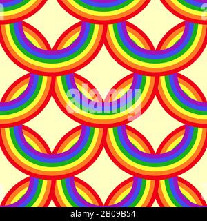 Bright vector rainbows seamless pattern. Colored bright design background illustration Stock Vector