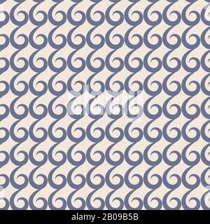 Blue vector swirls seamless pattern. Background decoration flat style illustration Stock Vector