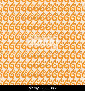 Orange vector swirls seamless pattern. Background texture decoration with abstract elements illustration Stock Vector