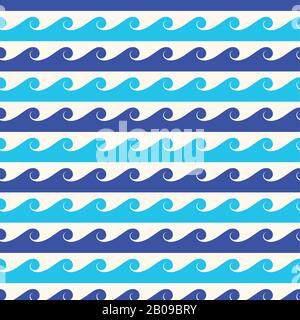 Blue waves vector seamless background. Pattern sea design pattern illustration Stock Vector