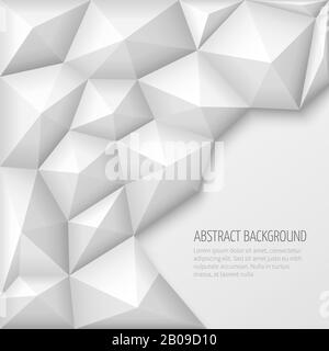 White 3d geometric abstract vector background with low polygon pattern. Abstract polygon triangular backdrop illustration Stock Vector