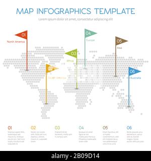World map of hexagon. Internet vector infographic with business charts and diagrams. Template of world map infographic, illustration of world business infograph Stock Vector