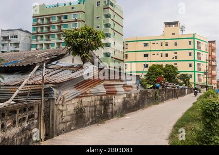 Dirty and old street in Patong, Phuket, Thailand. Stock Photo
