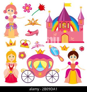 Pink Princess cartoon castle isolated on white Stock Vector Image & Art ...