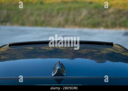 Modern car antenna on the car roof, system GPS Stock Photo - Alamy