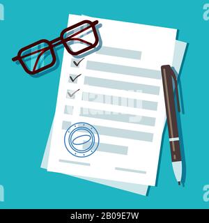 Loan application form document, mortgage vector concept. Document for loan for home, car and business illustration Stock Vector