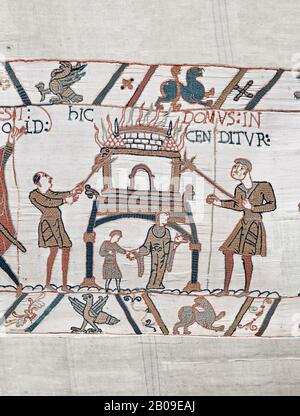 Bayeux Tapestry scene 46: Duke William id told of Harolds army arrival ...