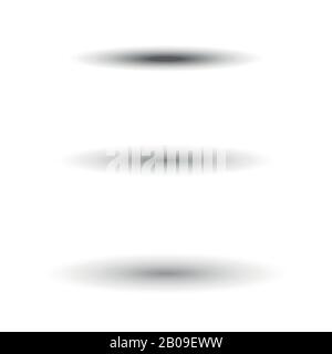 Oval shadow for tab dividers isolated on white vector. Set of shadow effect, illustration of transparent realistic shadow Stock Vector