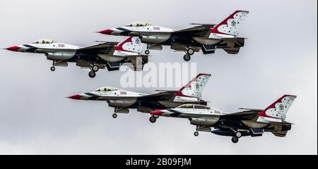 Thunderbirds from the USAF Air Demonstration Squadron during there display at RAF Fairford, Gloustershire, UK. for the 2017 RIAT. Taken 14th July 2017 Stock Photo