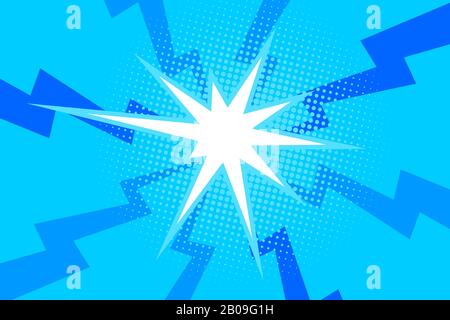 Comic blue sunbeam background retro pop art style cartoon Stock Vector