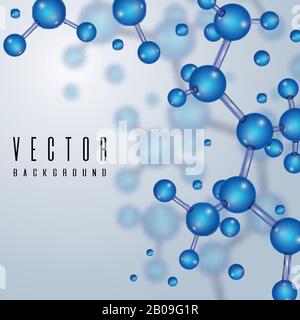 Structural elements with 3d atoms, chemical molecule. vector abstract science background. Biochemistry schematic model, with atoms and molecule, illustration of micro molecules Stock Vector