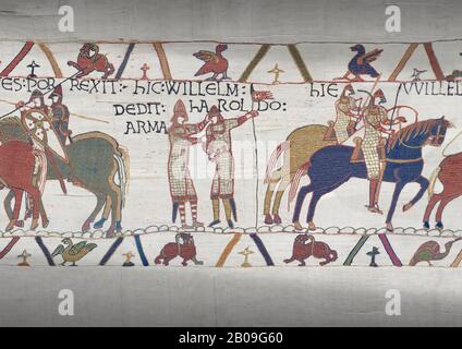 Bayeux Tapestry scene 21 : Duke William knights Harold for fighting ...