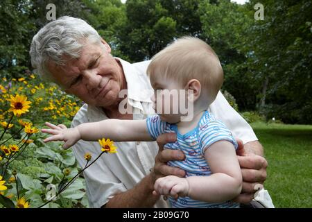 grandfather and Grandson Stock Photo