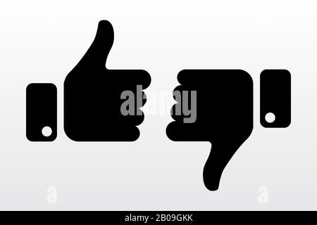 Thumbs up and down, like dislike icons for social network. Finger hands for soicial media. Vector illustration Stock Vector