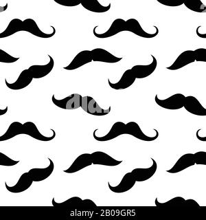 Vector mustaches seamless pattern in black and white. Background with mustaches illustration Stock Vector