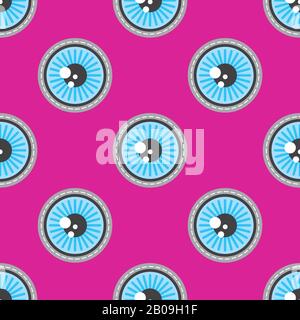 Blue eyes patch vector seamless pattern. Wallpaper with round eye illustration Stock Vector