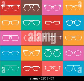 Set of vector glasses colorful icons. Illustration of signs glasses Stock Vector