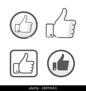 Thumb up, like icons vector set, social network. Collection of symbols for internet illustration Stock Vector