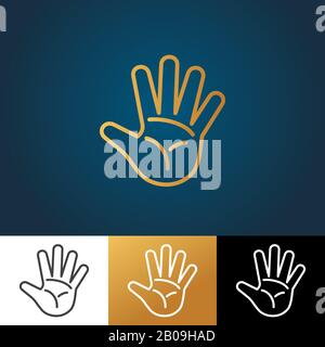 Open hand vector icon in four variations. Human arm illustration Stock Vector